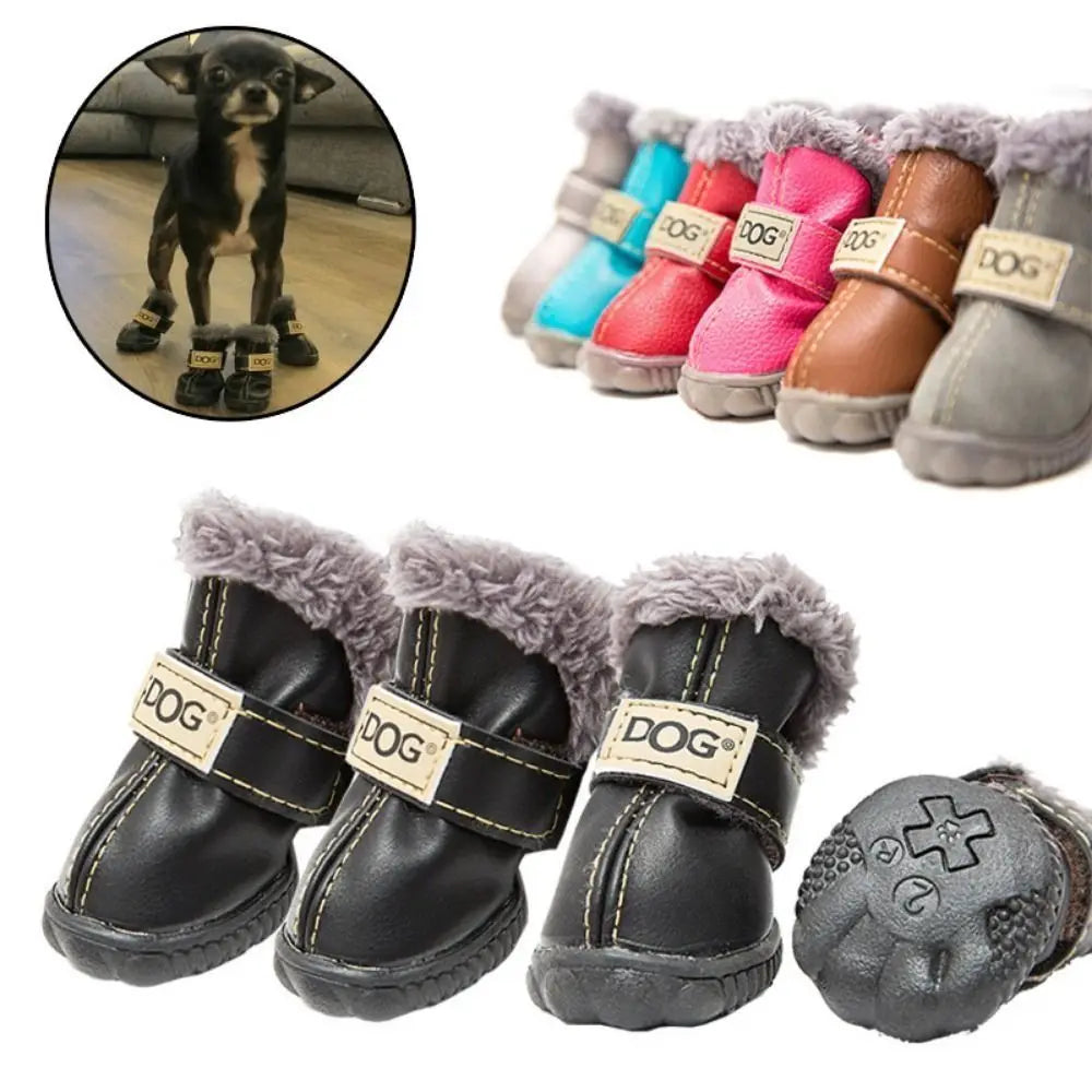 Cotton Pet Snow Boots Set of 4 - Warm Non-Slip Winter Dog Shoes - photo 4