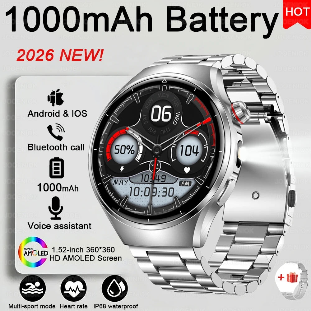 2026 G6 Max Smartwatch – 1000mAh Battery, Bluetooth Call, GPS Tracking & LED Flashlight | Men