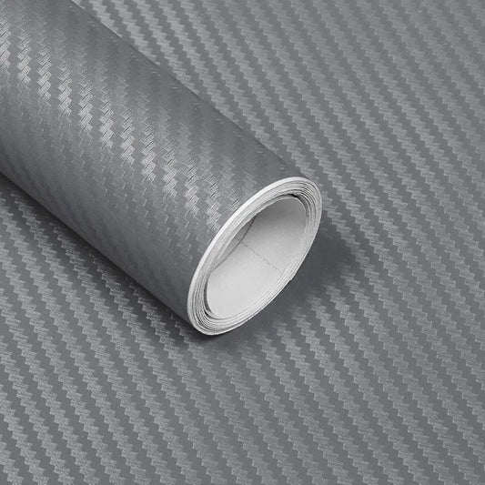 Premium 3D Grey Carbon Fiber Vinyl Wrap Roll with Air Release DIY Self Adhesive Car Decal Wrapping