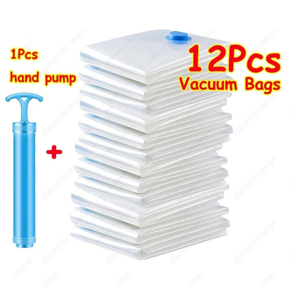 1-24Pcs Reusable Vacuum Storage Bags Vacuum Seal Bag Folding Compressed Organizer Bag Space Saving Bags For Clothes Bedding