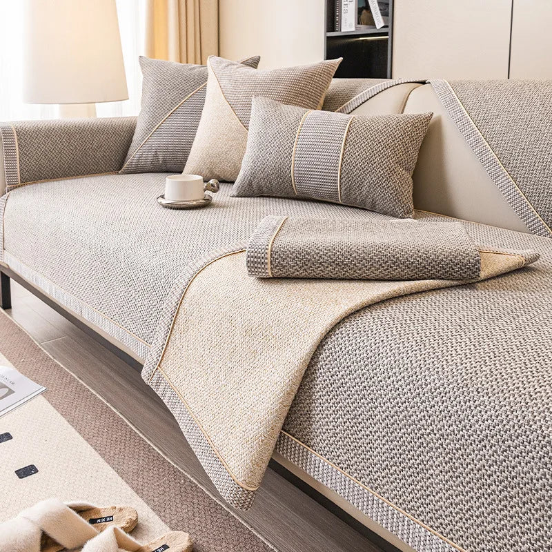 Woven Cotton and Linen Sofa Cushion for All Seasons Universal Non-slip Sofa Cover Cover New 2026 Backrest Cover Cloth Towel
