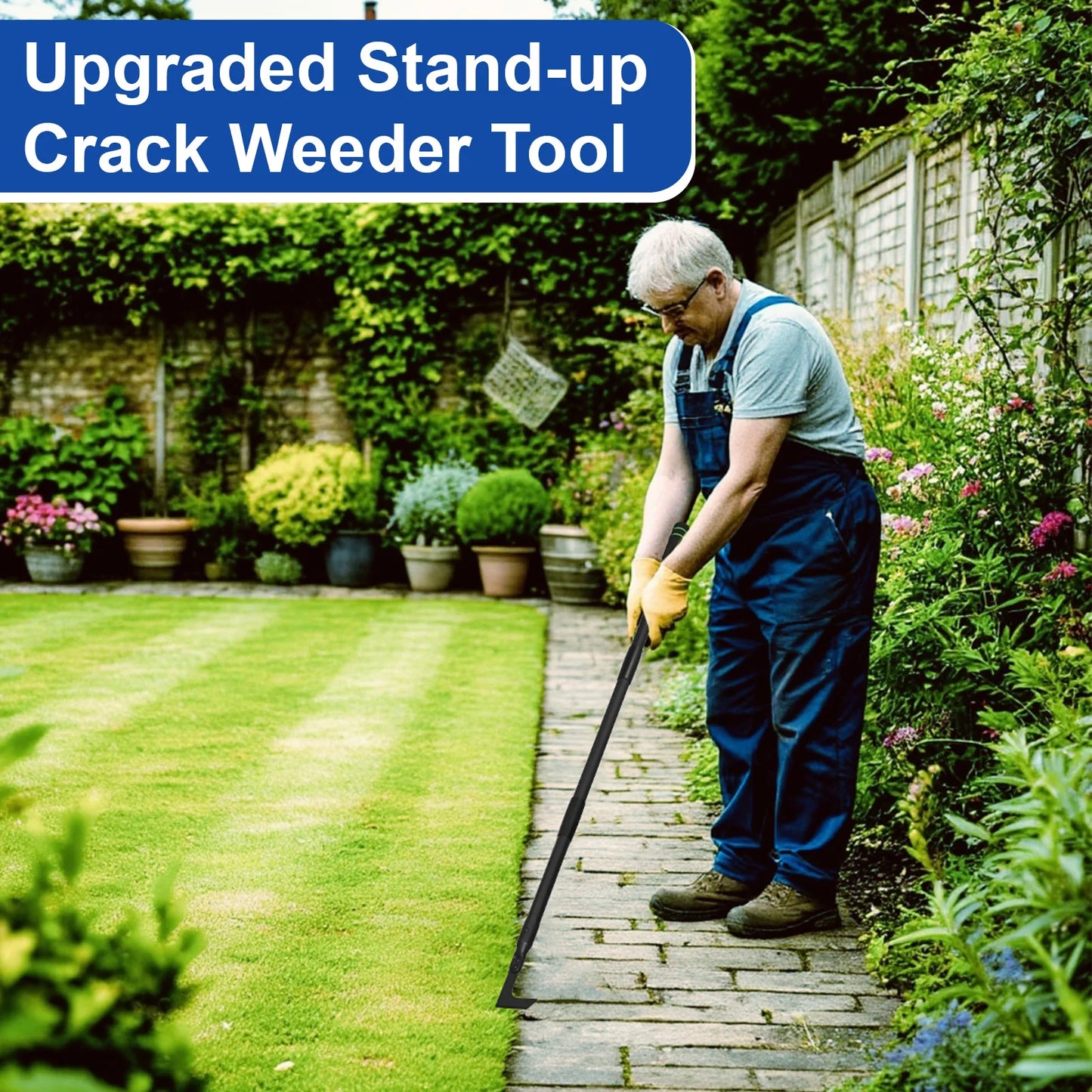 Crack Weeder Tool Long Handle Crack Weeder Crevice Weeding Tool L Shaped Multiple Sharp Blades Efficient Weeding for Narrow Spac