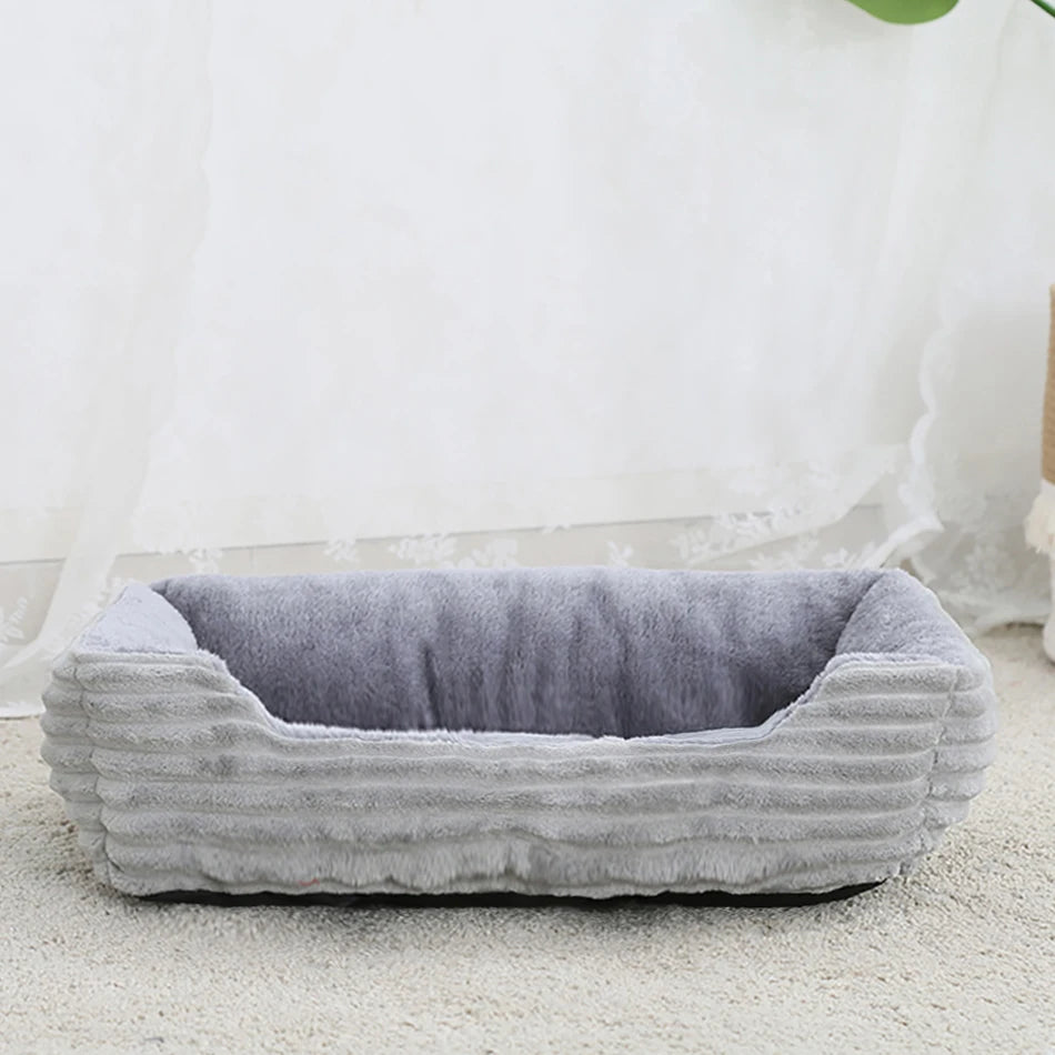 Square Plush Dog & Cat Sofa Bed - Cushioned Bolster Pet Bed - photo 5