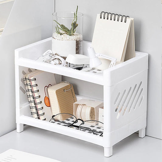 Double-layer white desktop storage rack — view 1 of 14