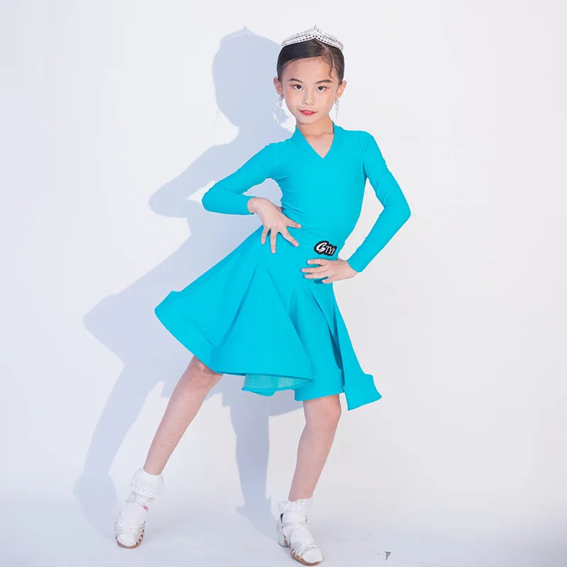 Girls long-sleeve Latin competition dress