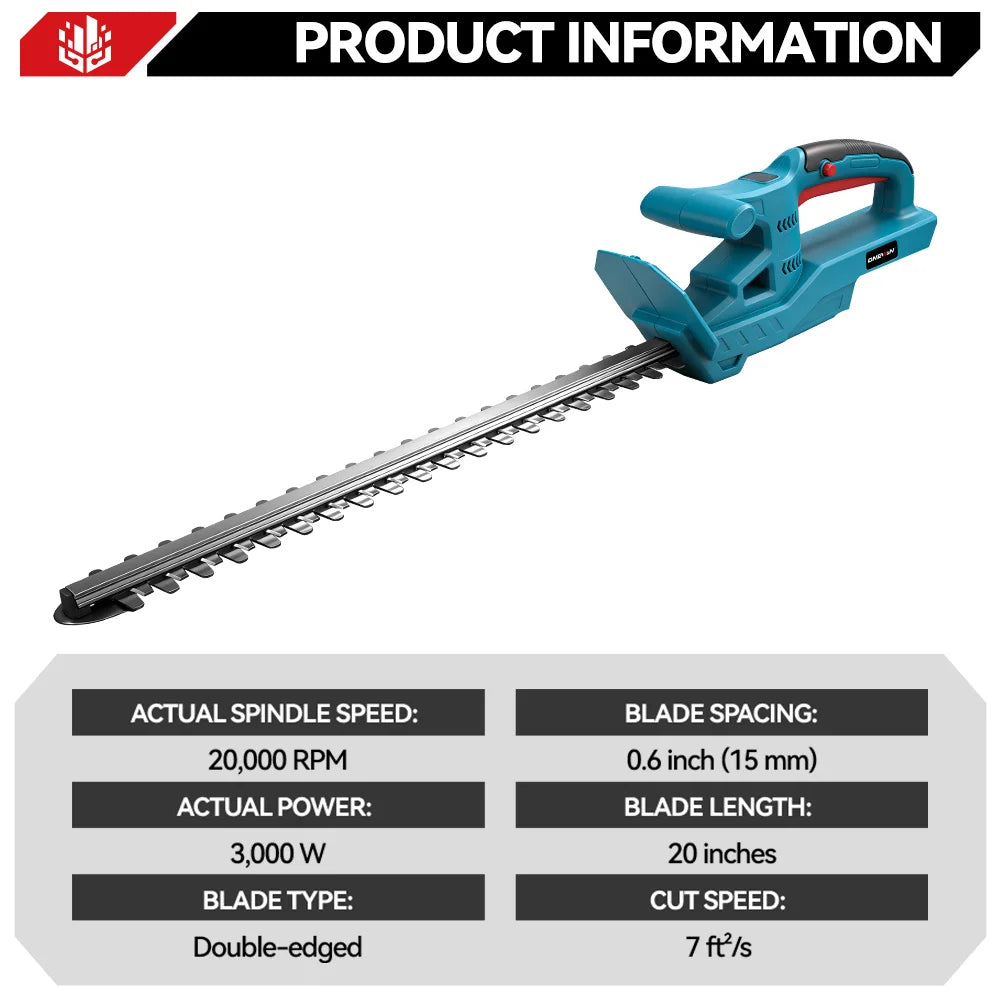 ONEVAN Cordless Hedge Trimmer – Brushless 20" Pruning Saw Compatible with Makita Battery (Battery Not Included)
