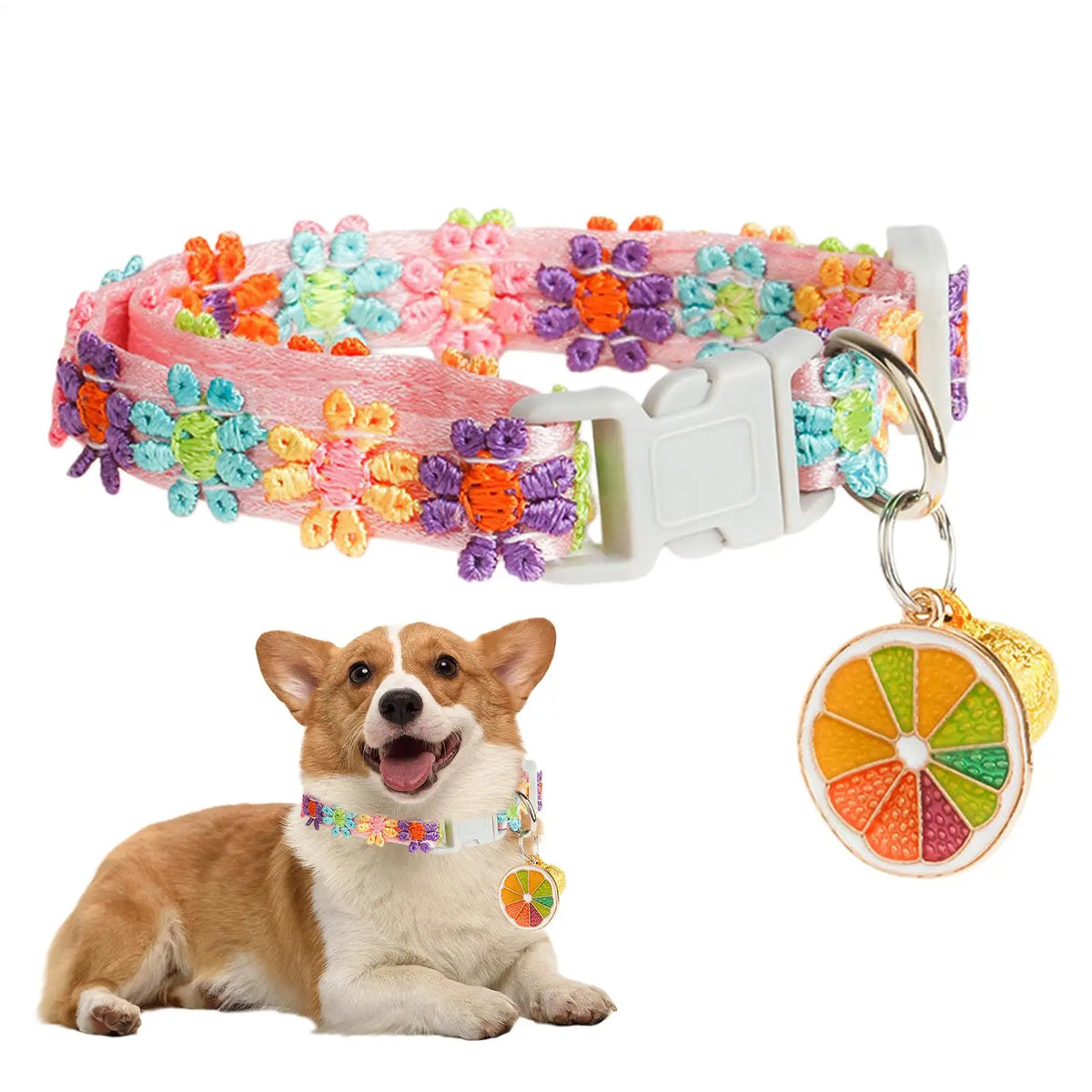 Cute Cat Collar Soft Cute Lace Embroidery Adjustable Lead with Bell Summer Cat Collar for Daily Home Yard Camping Indoor Spring
