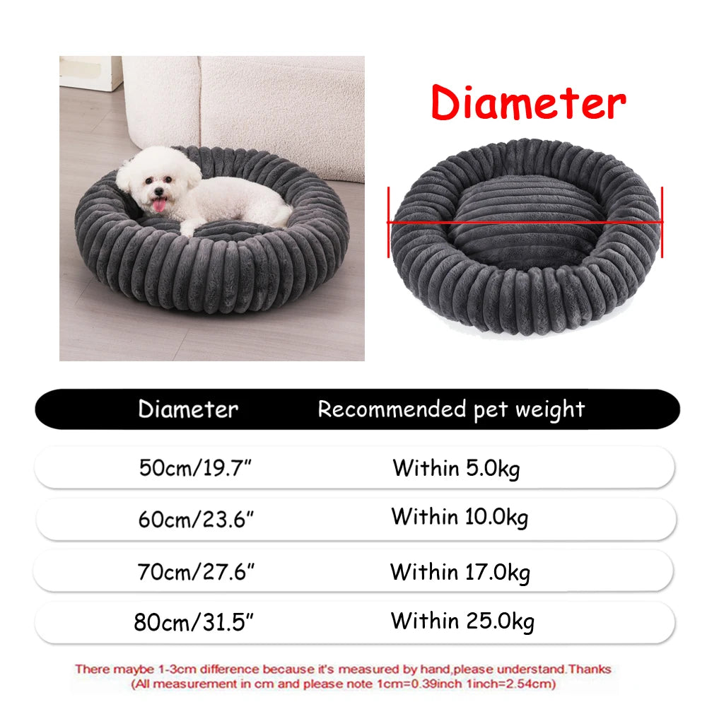 Round Plush Dog Bed - Warm Tie-Dye Nest Bed, 70-90cm - photo 19