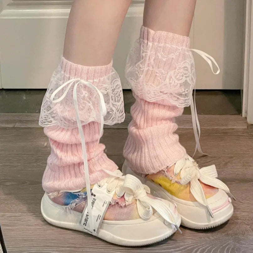 Women's Knit Leg Warmers with Bow - Stretch Ankle Boot Cuffs - photo 2
