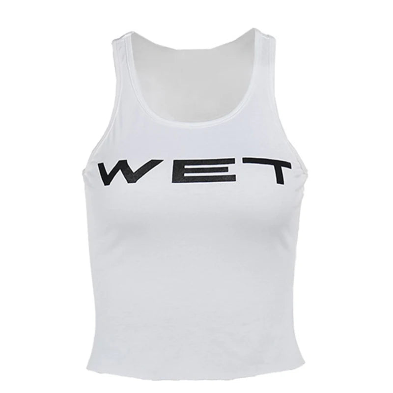 New 2026 Spring Women Sexy Tank Tops subtranslucent slim Tops Letter Printed White Women's Racerback Vest Summer Clothes
