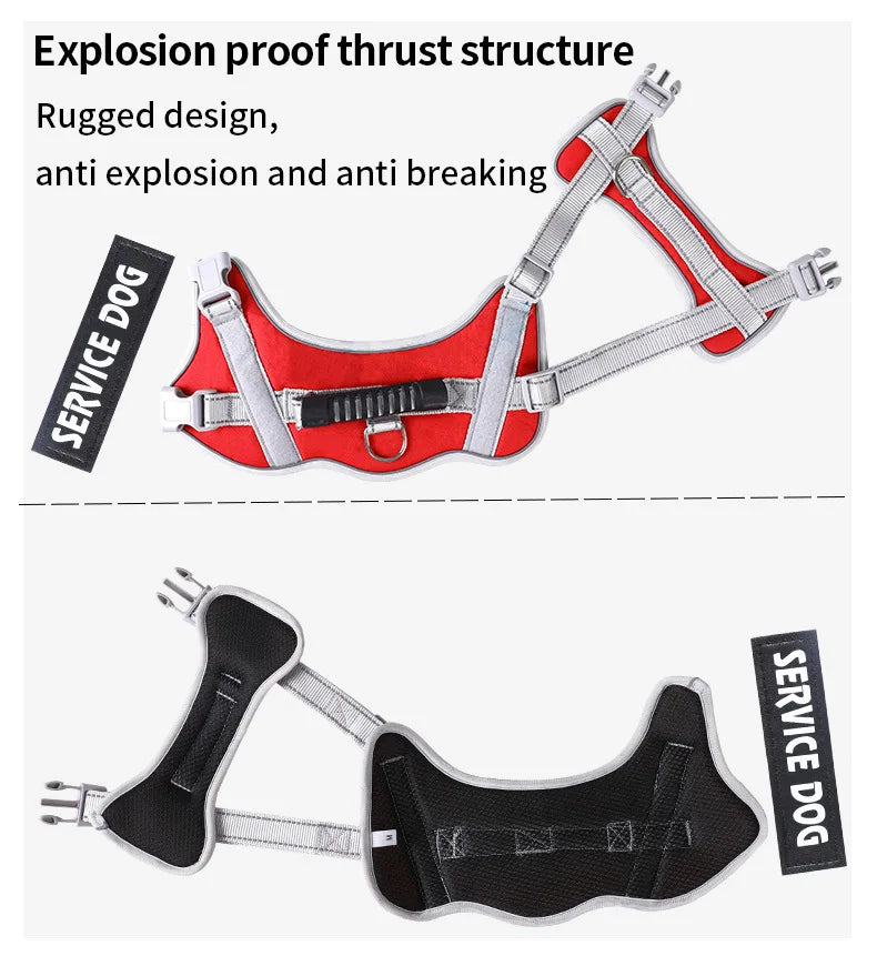 Service Dog Chest Harness No Pull Dog Hook Suitable Large Dog Vest Style Walking Rope Control Dog Strap Accessories Prevent Loss