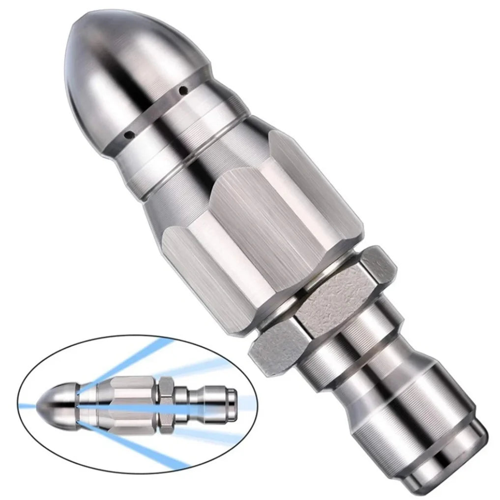 Water Jet High Pressure Sprayer Nozzle Clean Sewer 1/4" Stainless Steel Pressure Washer Quick Plug Drain Hose Nozzle Tool Water