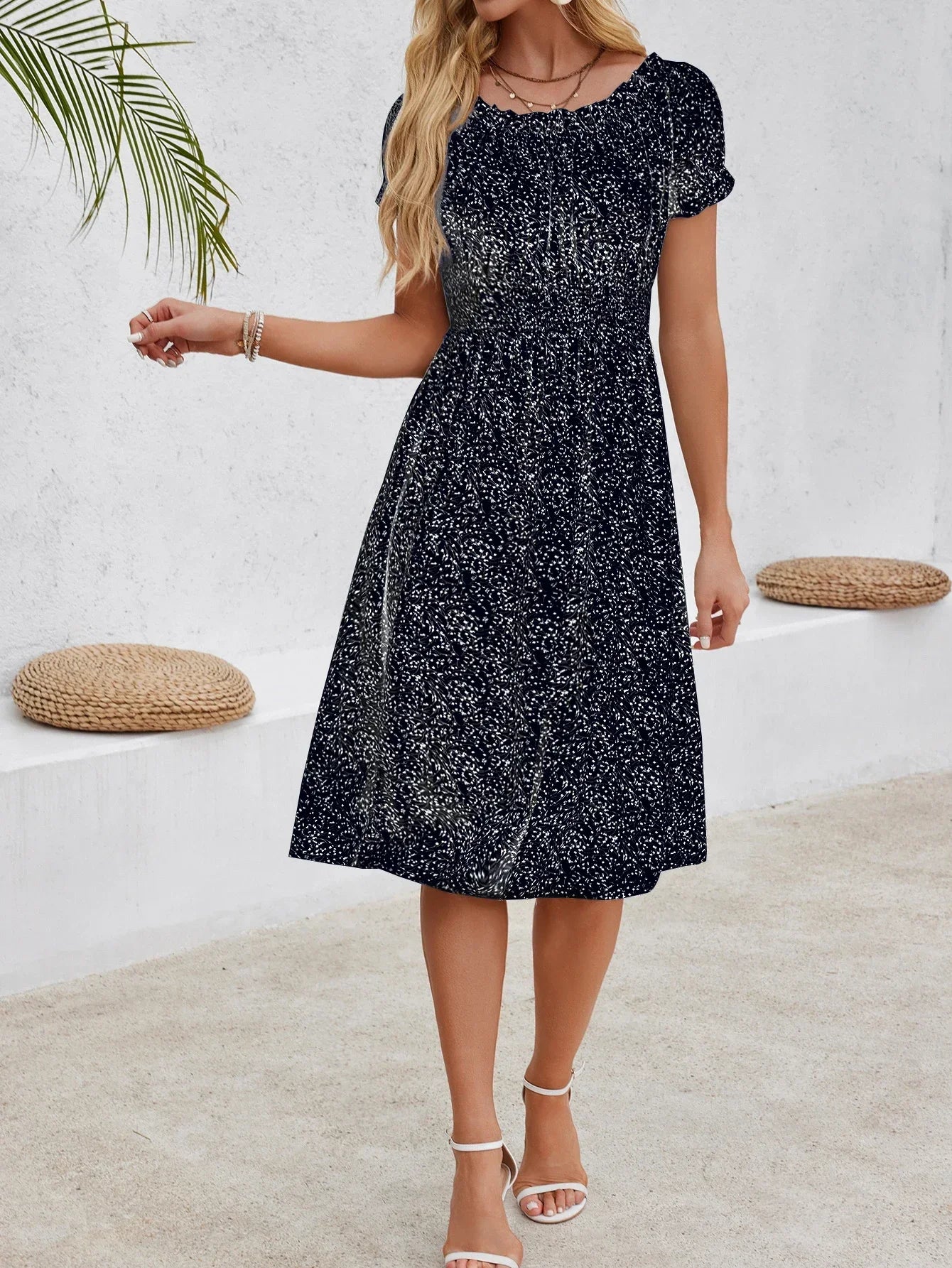 Dresses New Women's Comfortable Casual Floral Dress Short sleeved Round Neck Sexy Bohemian Beach Dress