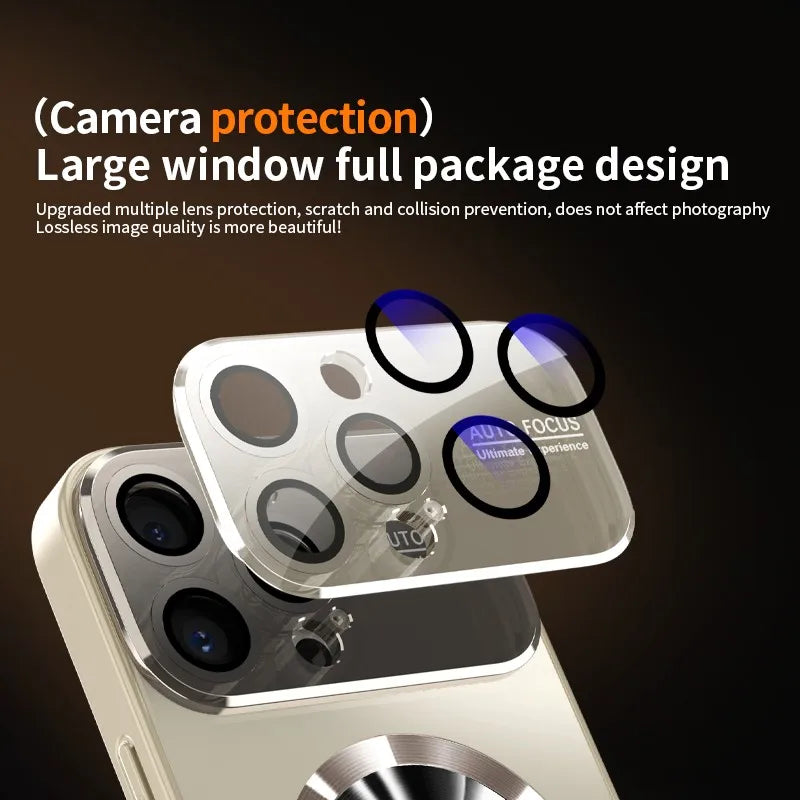 Titanium Metallic Matte Phone Case Compatible with iPhone 11 to 16 Pro Max - MagSafe, Glass Camera Lens Protection Cover