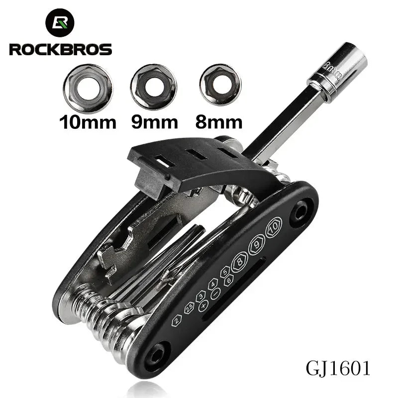 ROCKBROS Multi-Function Bicycle Repair Tool Kit Portable Hex Spoke Screwdriver Wrench Mountain Road bike Cycling Tool Sets Black