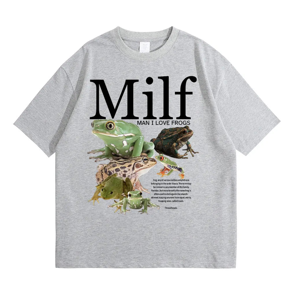 I Love Frogs Funny Frog Amphibian Lovers Meme T-shirts Casual Vintage Short Sleeve Harajuku Short Sleeve Casual