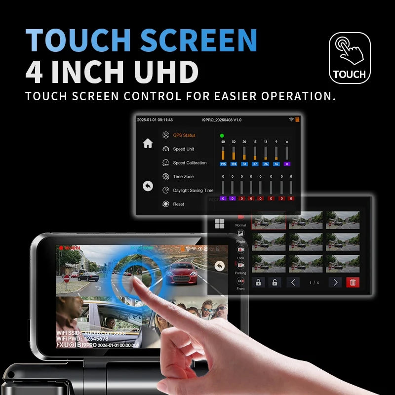 XUOIB 4CH GPS Dash Cam i9pro-wb with 4K & 24H Parking Monitor