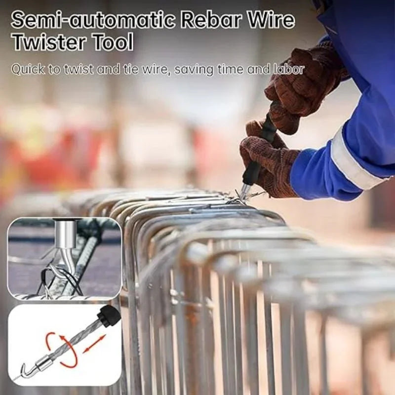 2026 New Semi-Automatic Rebar Tying Machine Wire Knoting Pliers Straight Pull Bar Binding Hook Construction Site Winding Tool