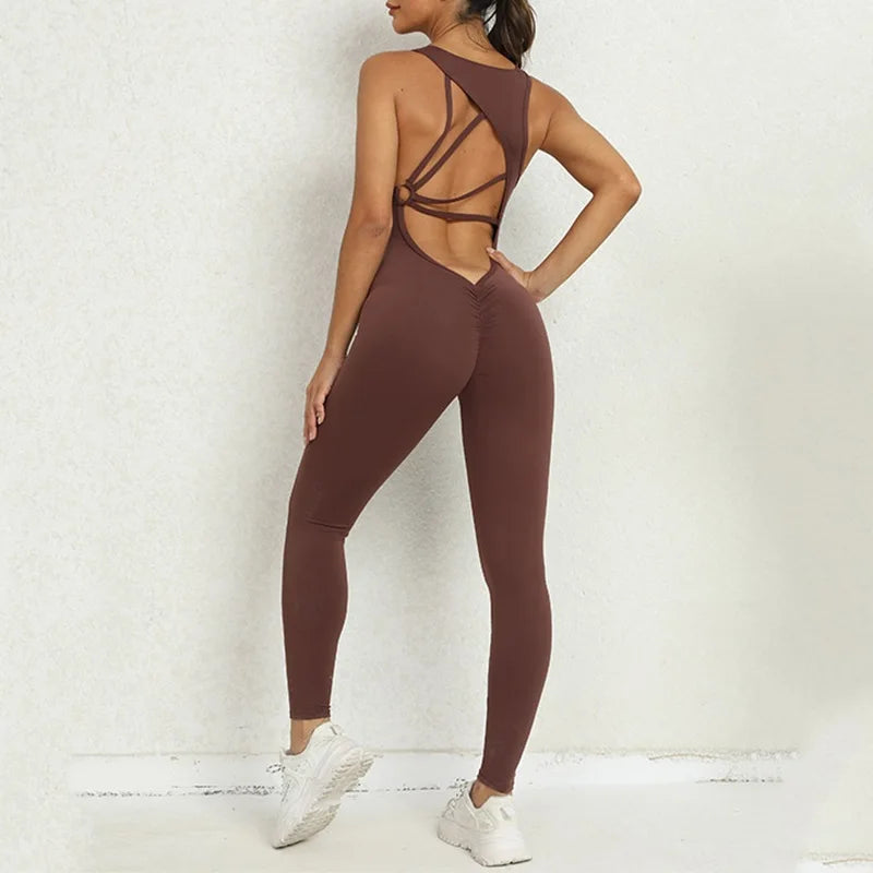 Cloud Rise Open-Back Yoga Jumpsuit — One-Piece Workout Romper