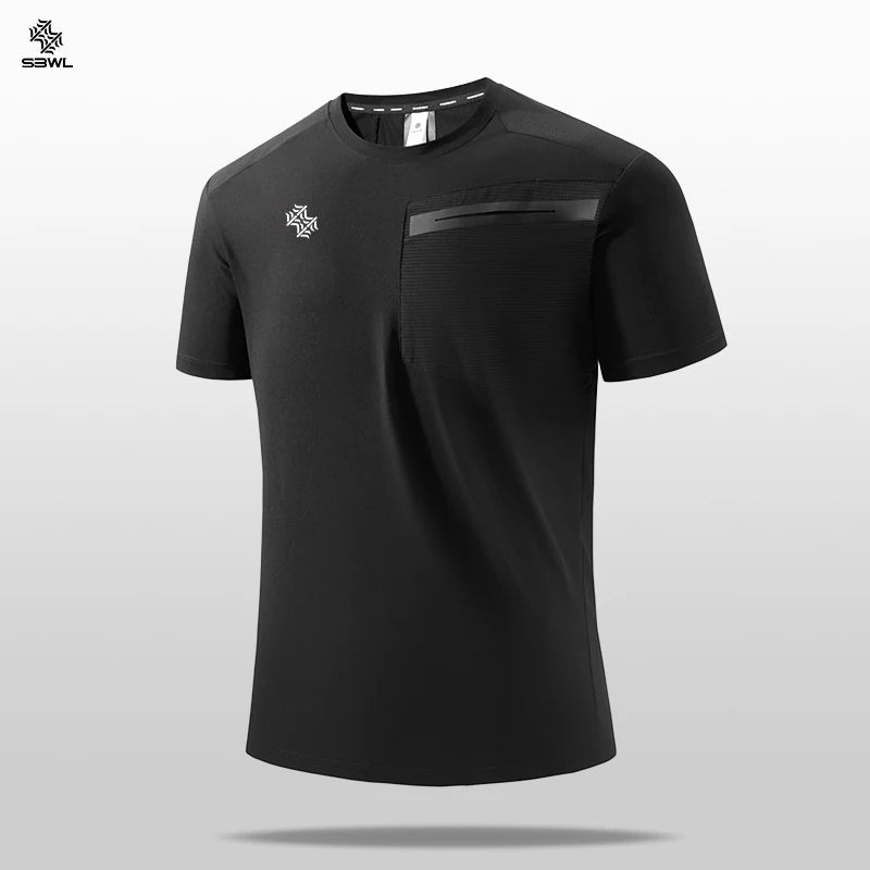 SBWL 2025 Summer men's new outdoor running fitness quick dry sports T-shirt high quality light casual short sleeve Gym Tops Tees