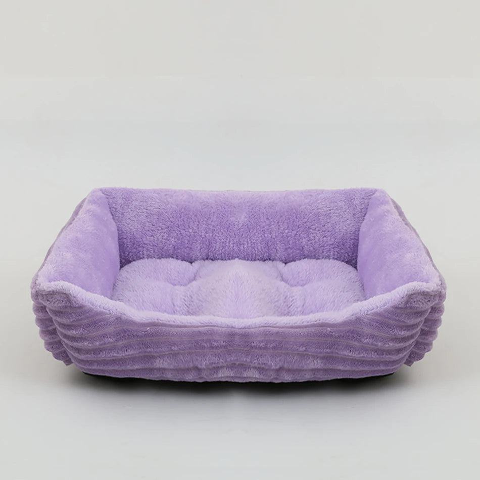 Square Plush Dog & Cat Sofa Bed - Cushioned Bolster Pet Bed - photo 11