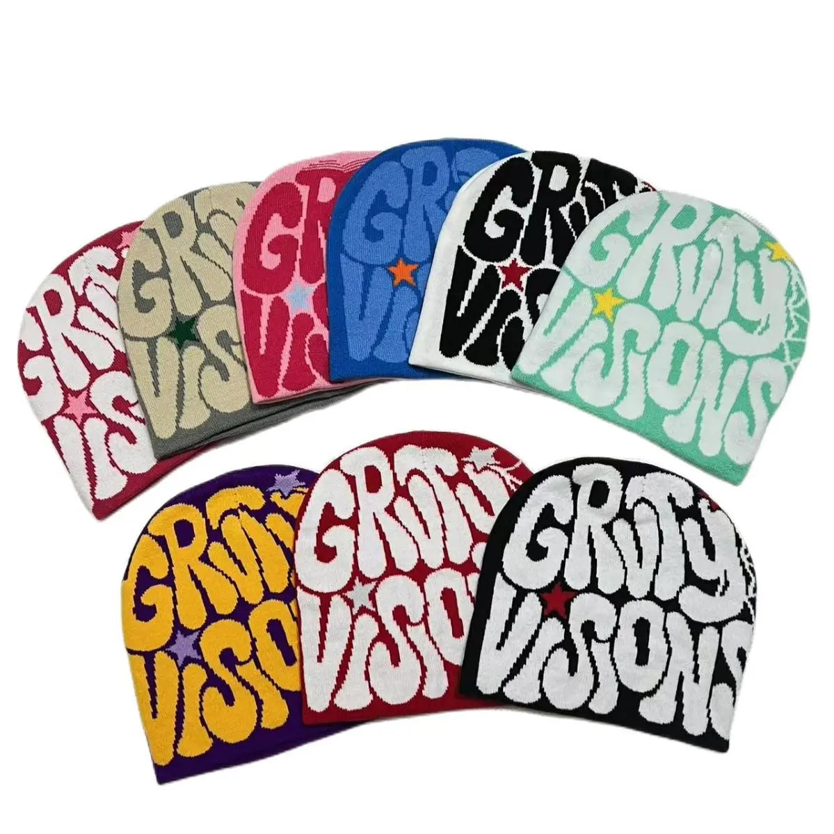 Graphic Knit Beanie, Unisex Y2K Winter Hat