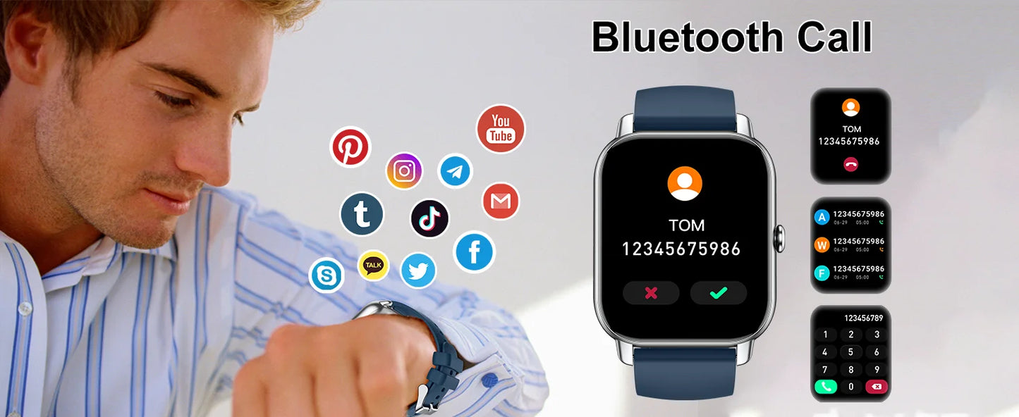 Smart Watch, 1.85" Smartwatch for  IP68 Waterproof, 110+ Sport Modes, Fitness Activity Tracker, Heart Rate Sleep Monitor.