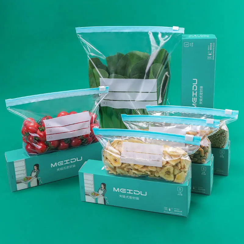 Resealable Zip Bags Variety Pack with Organizer – Snack, Sandwich & Quart Assorted Clear Storage Bags