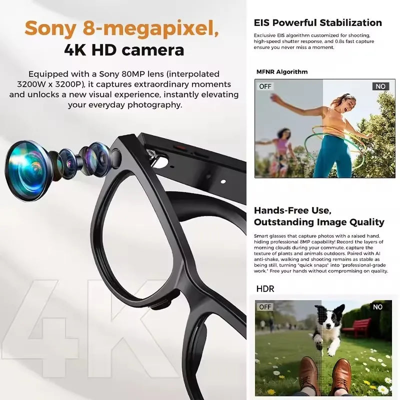 AI Smart Glasses — 4K Camera, Translation & Charging Case