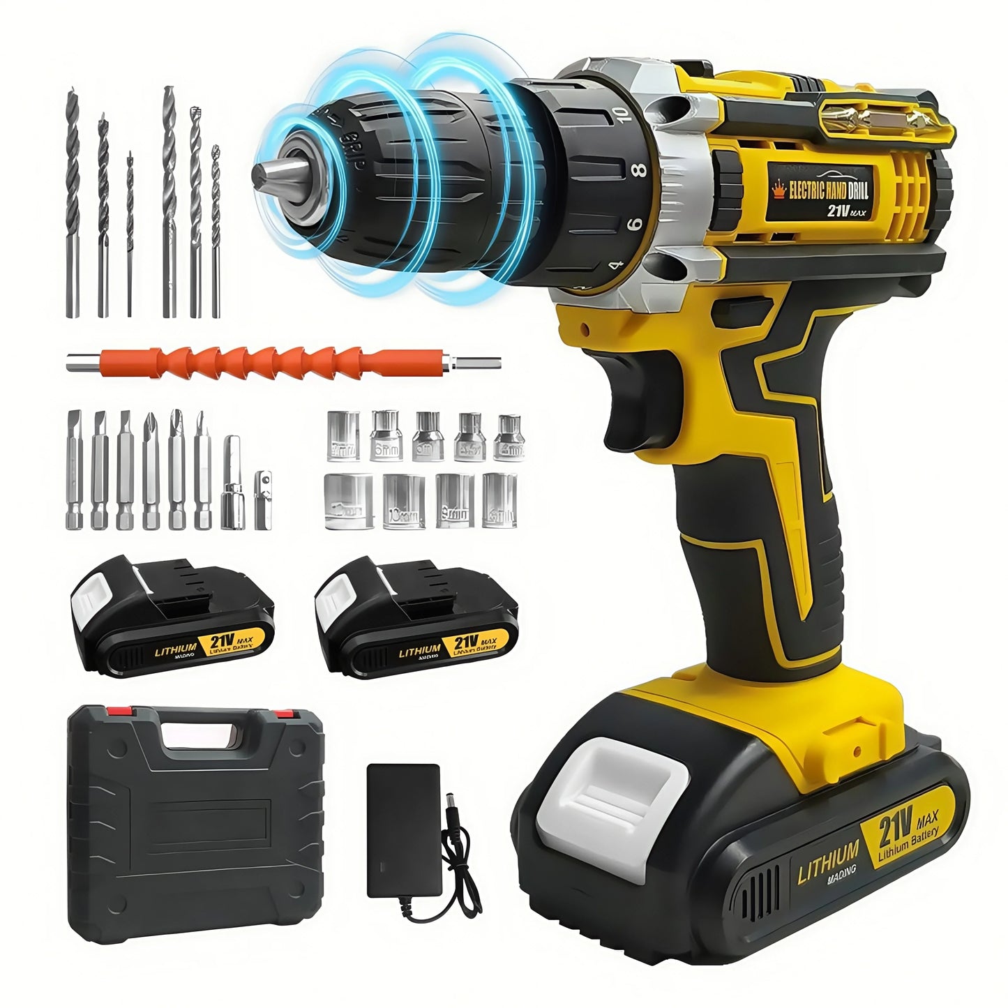 Lithium battery-powered screwdriver, electric screwdriver, electric hand drill, electric impact drill, combo set, home DIY kit