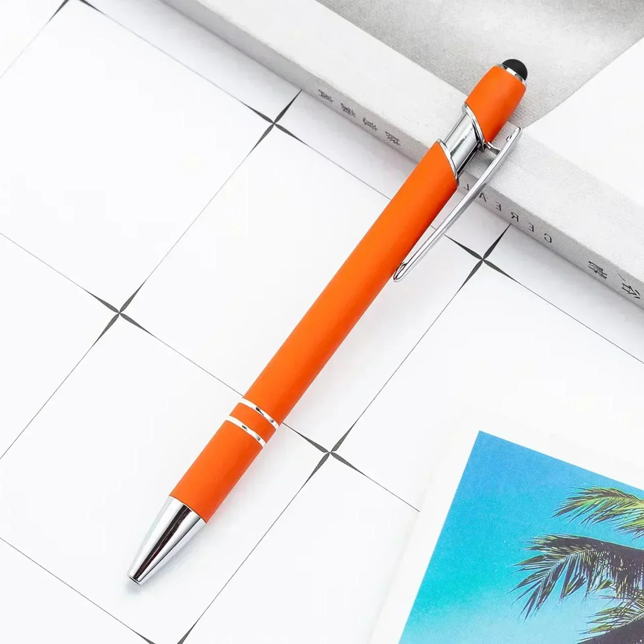 20-200 Pcs Custom Logo Metal Ballpoint Pen Text Engraving Touch Screen Advertising Pen Office School Private Customization Gift