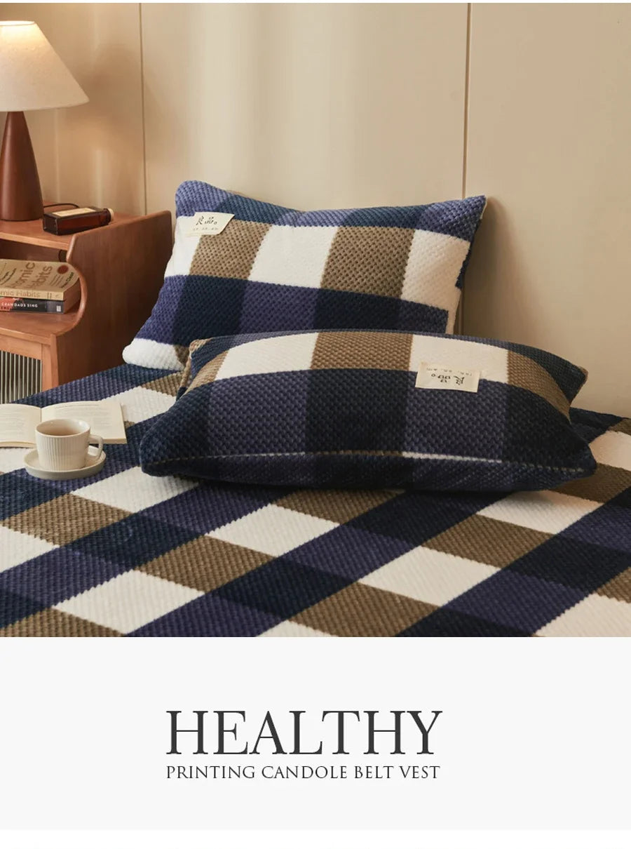 Winter warm coral fleece fitted sheet elastic mattress cover 150x200 fluffy plush bed linen luxury double bed king size