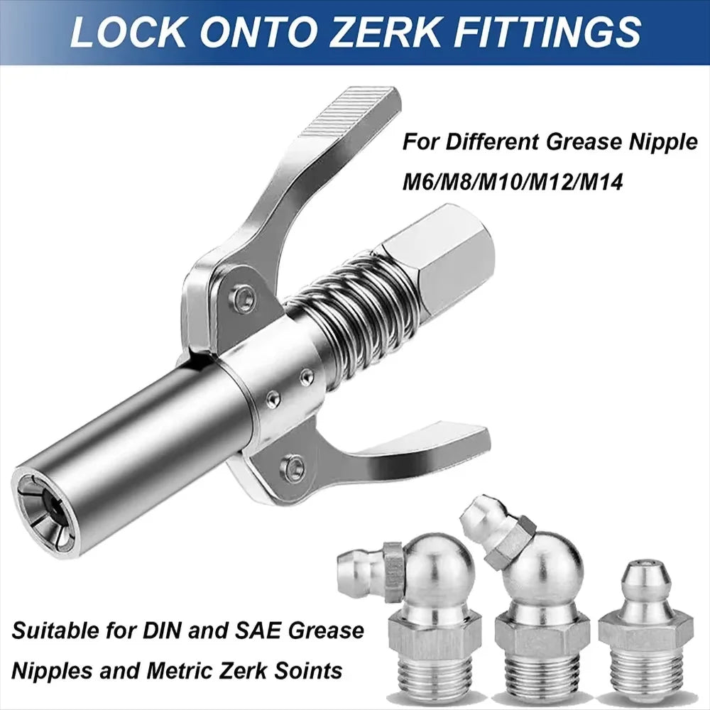 10000PSI Double Handle High Pressure Locking Grease Fitting,I/8 NPT Oil Pump Quick Release Grease Coupler,Repair Tool,Grease Gun