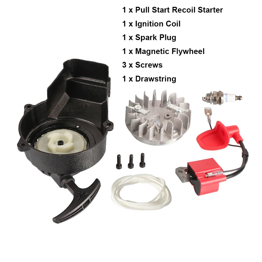 Alloy Easy Pull Recoil Start Starter Ignition Coi For 2 Stroke Engine 47cc 49cc 50cc Pocket Bike Mini Moto Dirt Bike ATV Quad