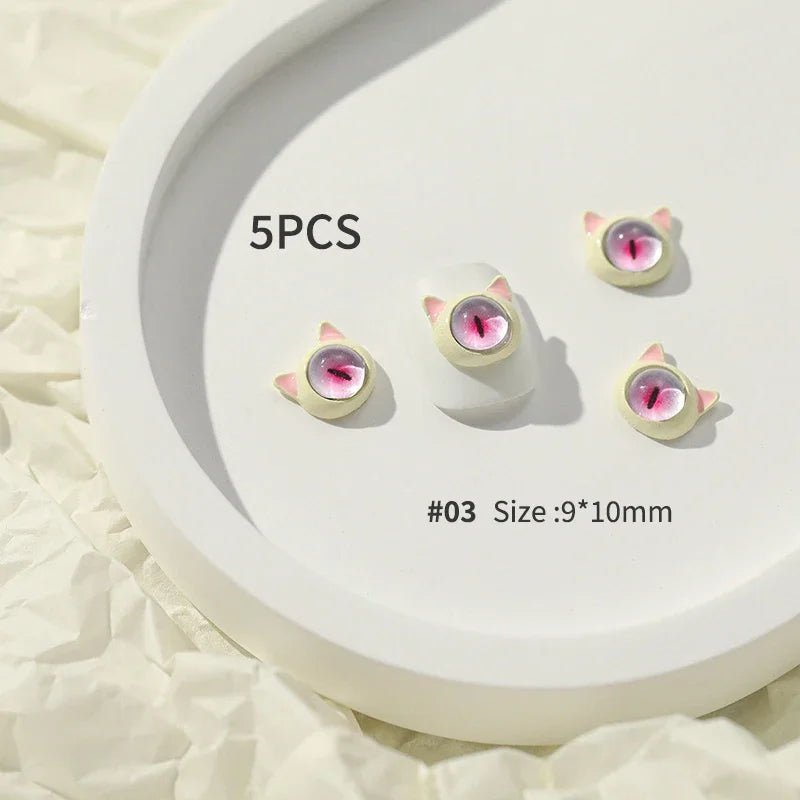 5pcs Halloween Nail Gems Decoration Charms Strass Ongles Nail Rhinestones Halloween Nails Accessories Christmas Nail Art Charms
