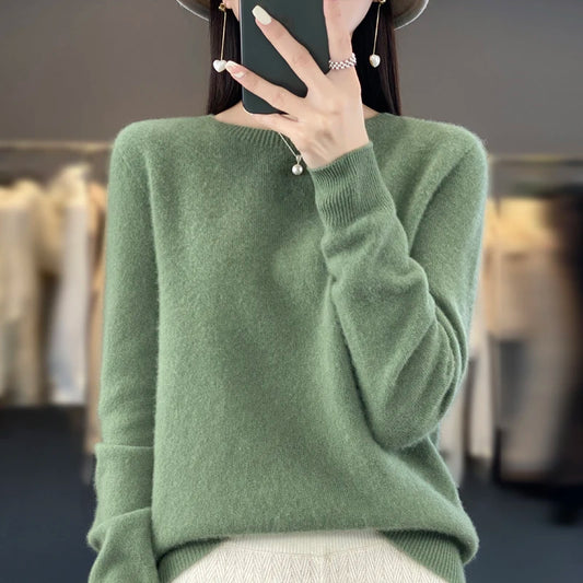 Women's Crew Neck Knit Sweater - Soft Warm Pullover Top