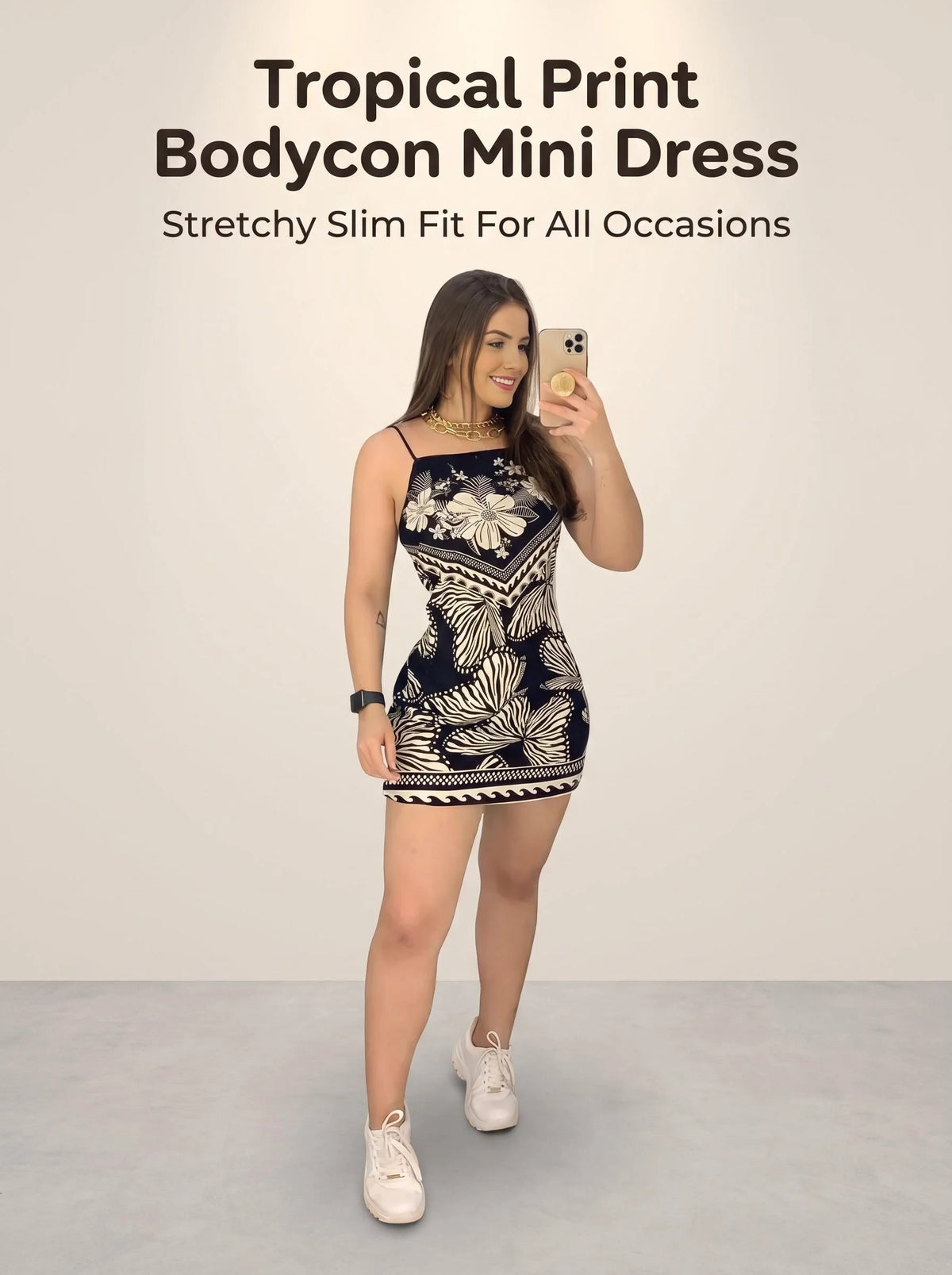 Butterfly Print Pattern, Thin Shoulder Strap, Sleeveless, sexy Dress with Detachable Vest.