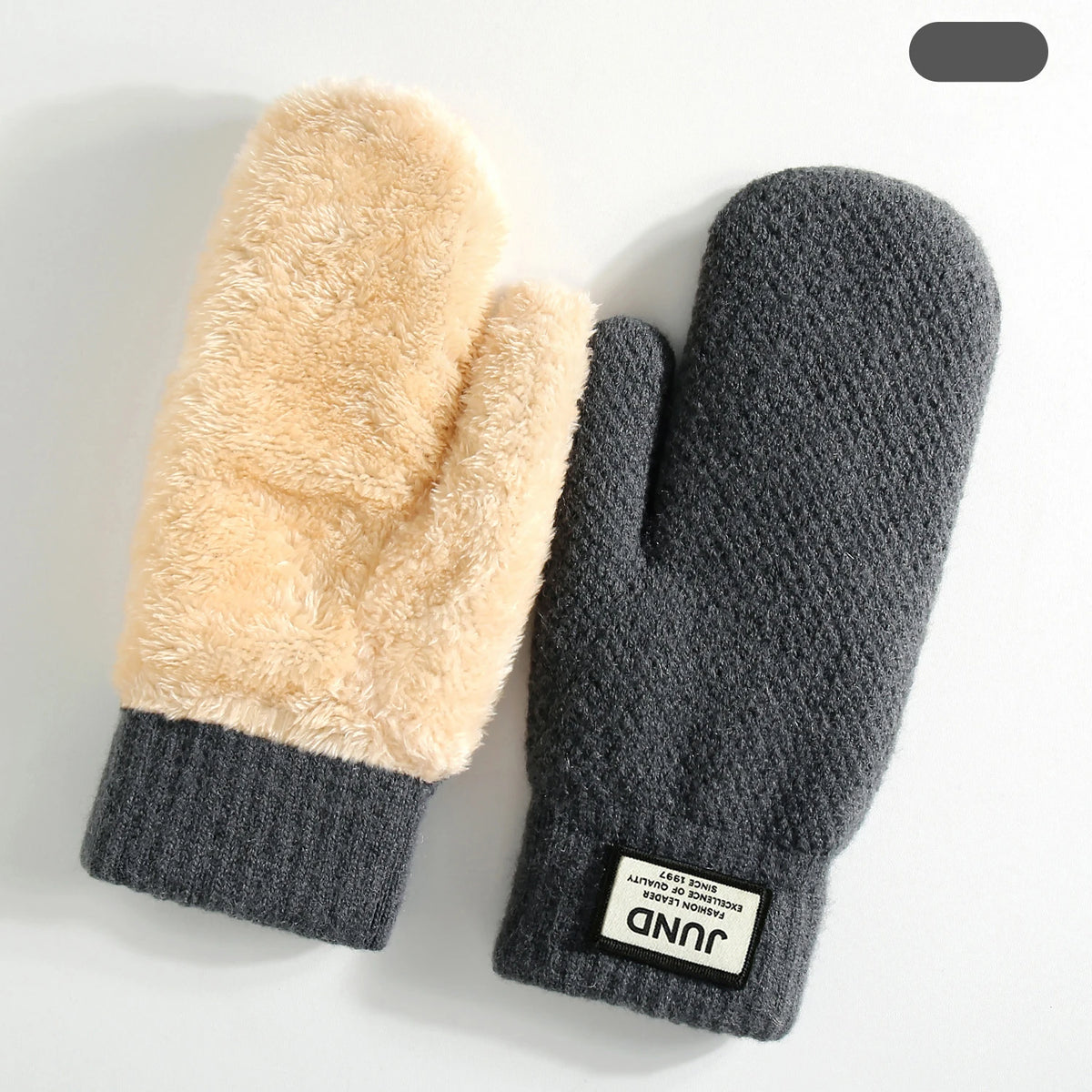 Unisex Double Layer Knit Mittens - Thick Fleece Lined Winter Mittens - photo 14