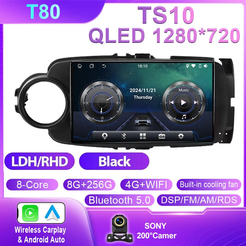 Car Stereo with Apple CarPlay & Android Auto, Compatible with Toyota Yaris (2012-2017)