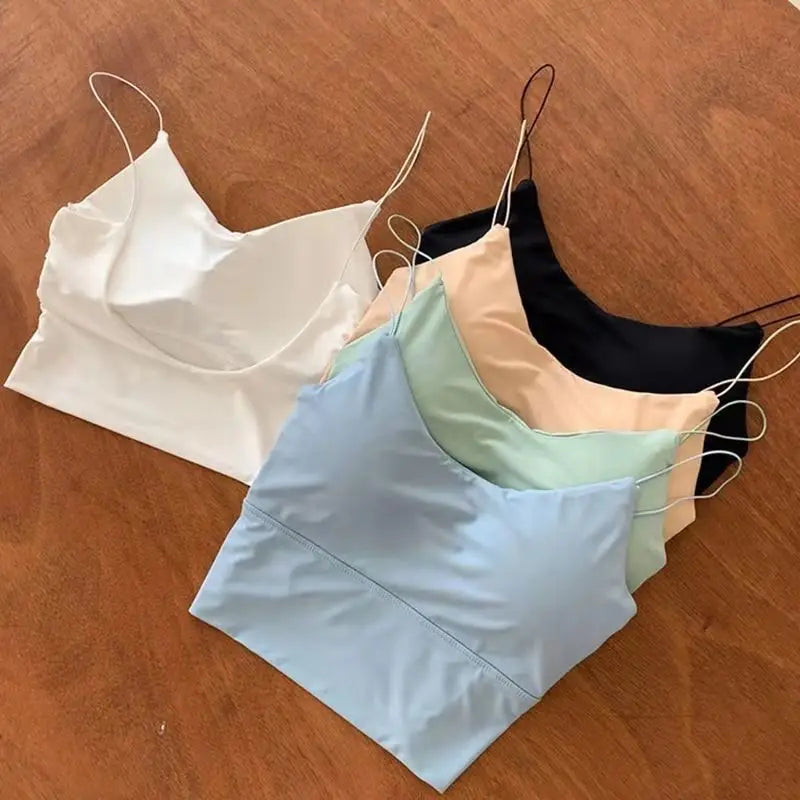 Women's Seamless Ice-Silk Camisole — Padded Bralette Tank Top
