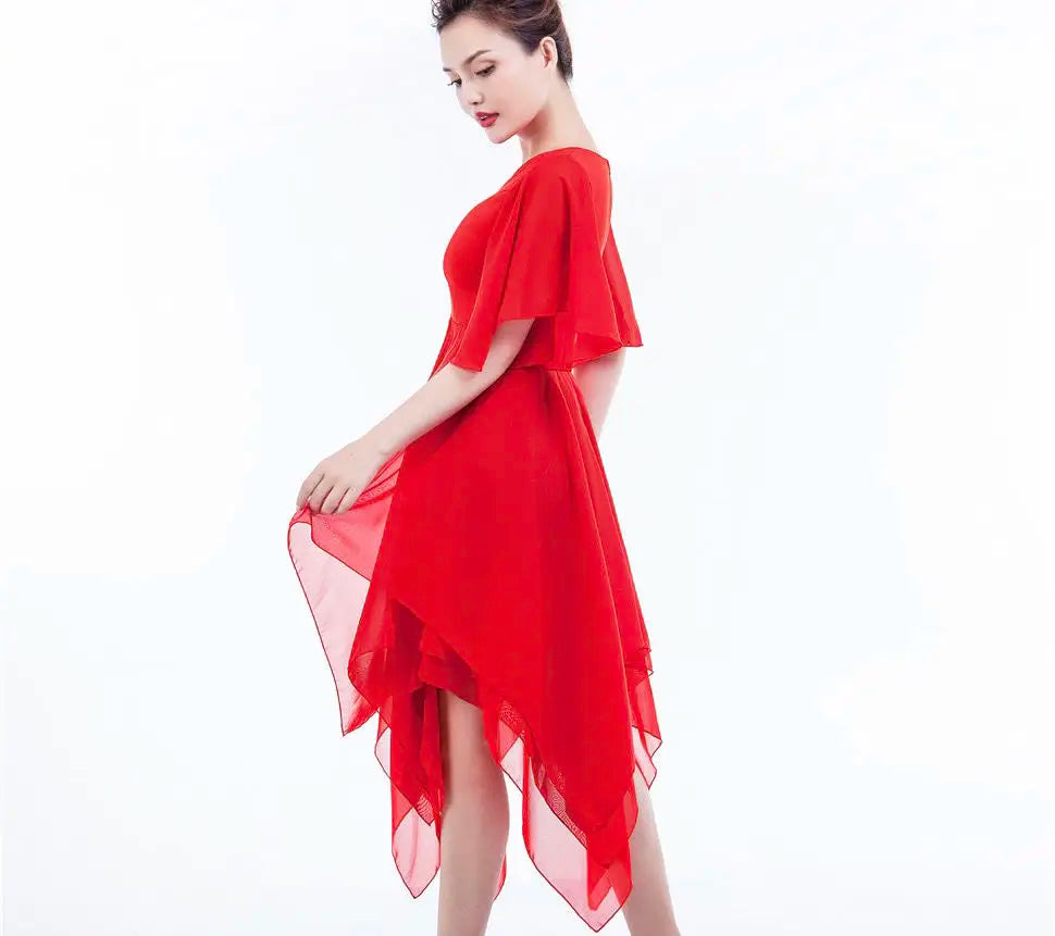Women's half-sleeve mesh tutu dance dress