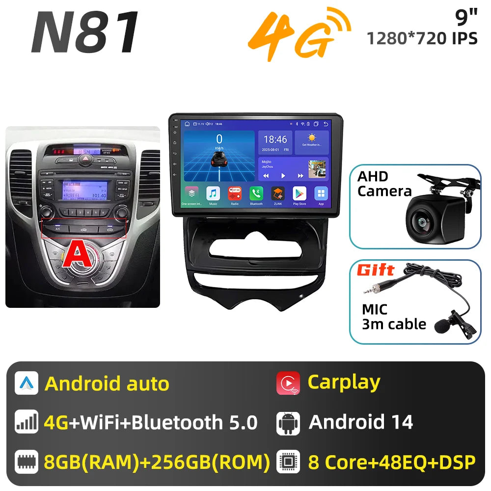 Car Stereo with Apple CarPlay & Android Auto, Compatible with Hyundai ix20 (2010-2023)