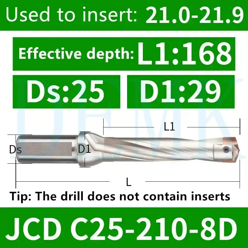 JCD Crown U-Drill Rod 10-25mm, Internal Cooling Indexable Drill