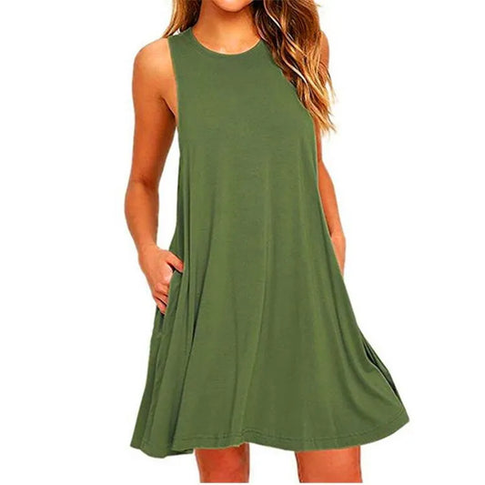 Women's Swing T-Shirt Dress — Loose Beach Cover-Up with Pockets (Plus Size)