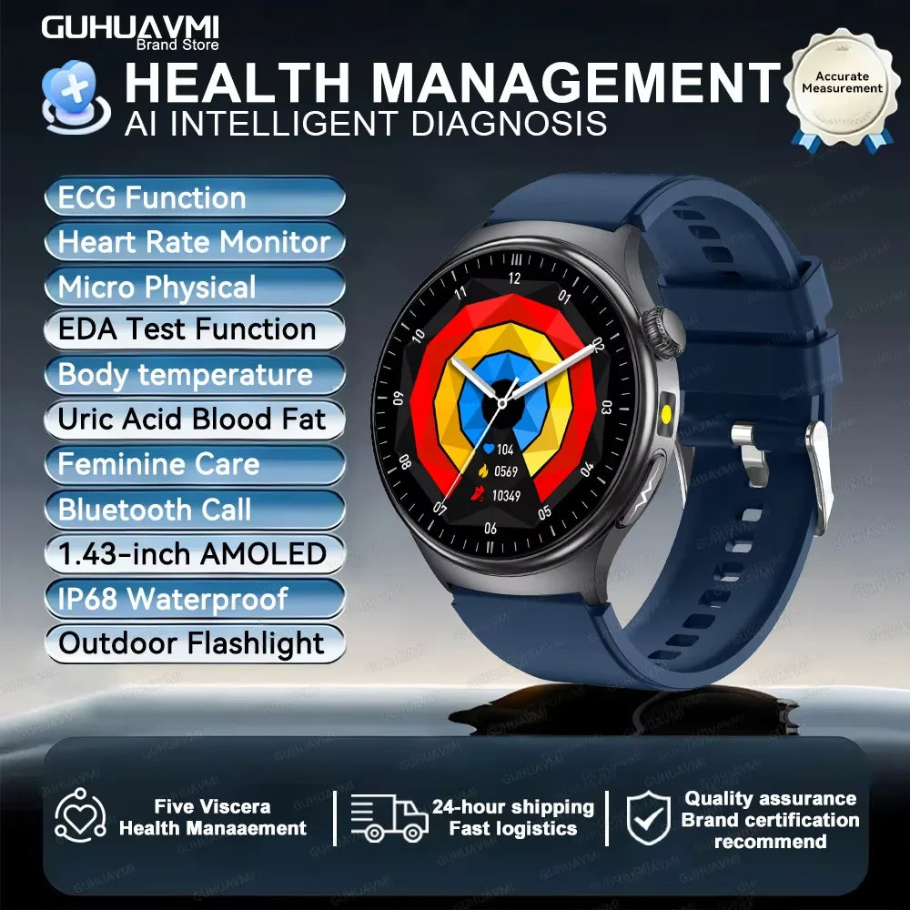 2026 New Accurate Diagnosis ECG Smart Watch Body Fat Blood oxygen BP Health Sport HD AMOLED Screen call Smart watch Men women