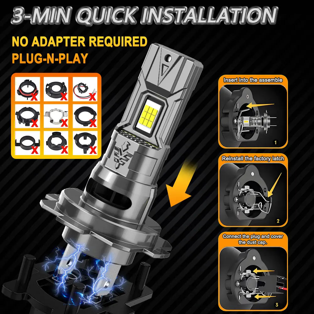 H7 H4 LED Headlight Bulbs - Super Bright CANBUS Car Lights