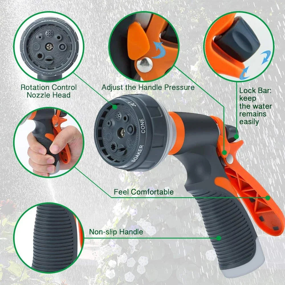 8-Mode High-Pressure Garden Watering Gun — Adjustable Sprayer Nozzle Kit