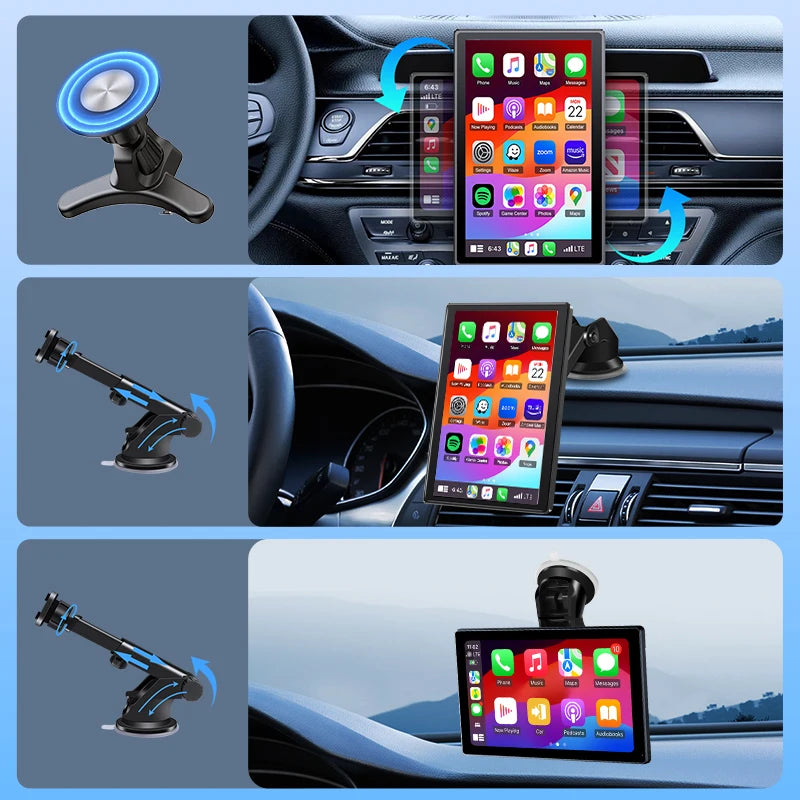 JMCQ 9" Vertical Screen Car Radio Multimedia Video Player Wireless Carplay Android Auto Magnetic bracket Car Monitors camera GPS