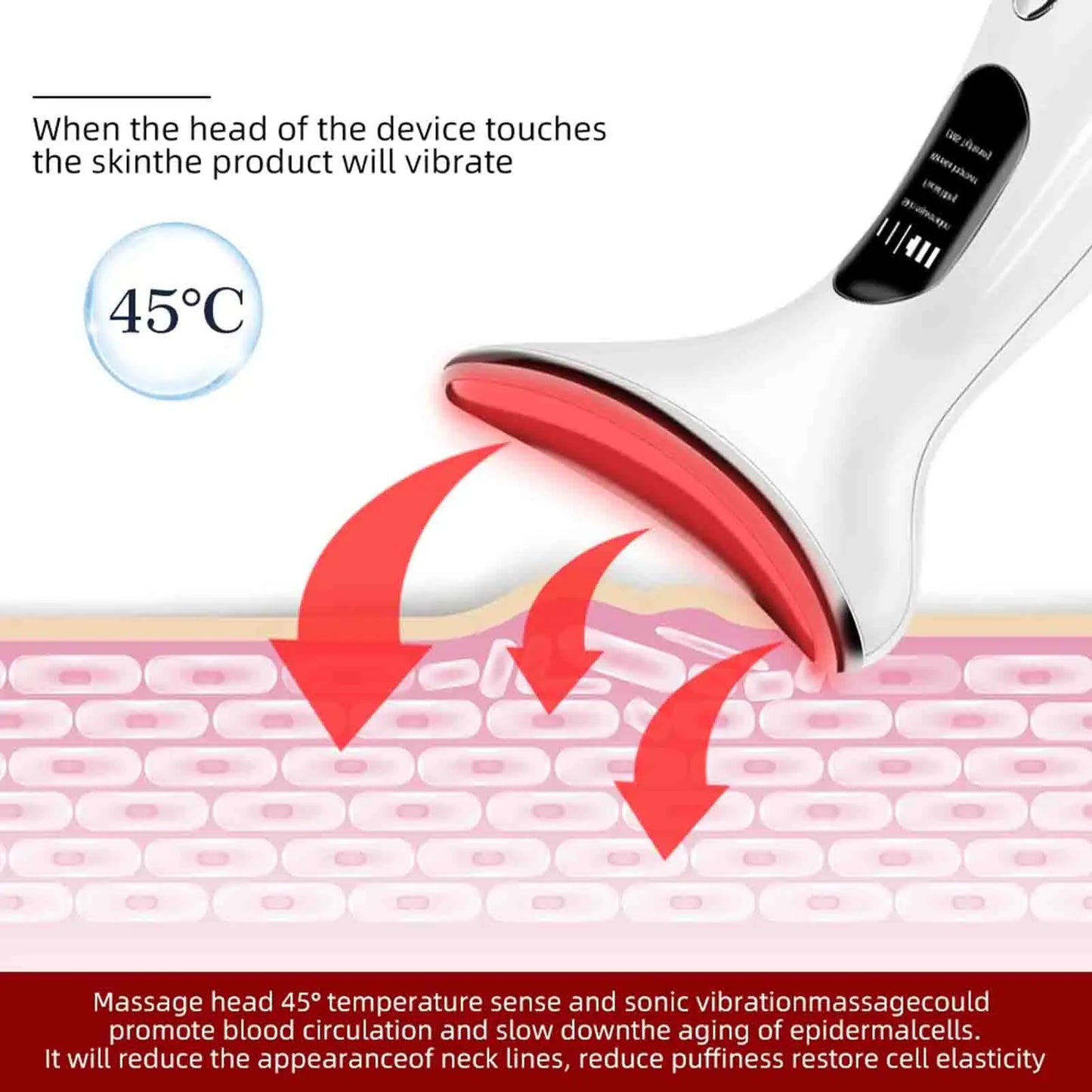 Handheld Face Massager Comfortable Facial Massager Face and Neck Beauty Device for Skin Care Adults Men and Women White
