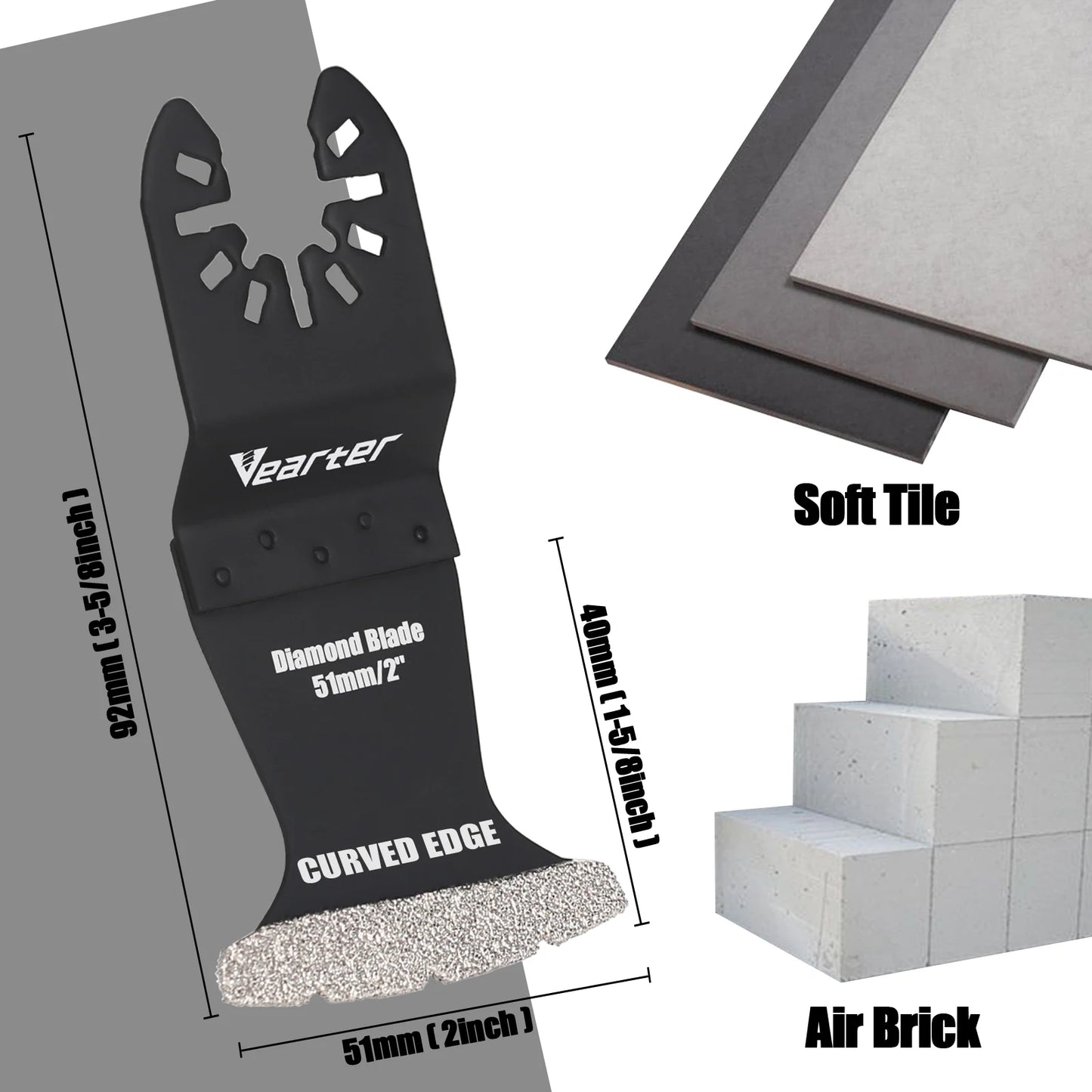 Vearter 5-Pc Diamond Oscillating Multi-Tool Blades — Grout & Tile